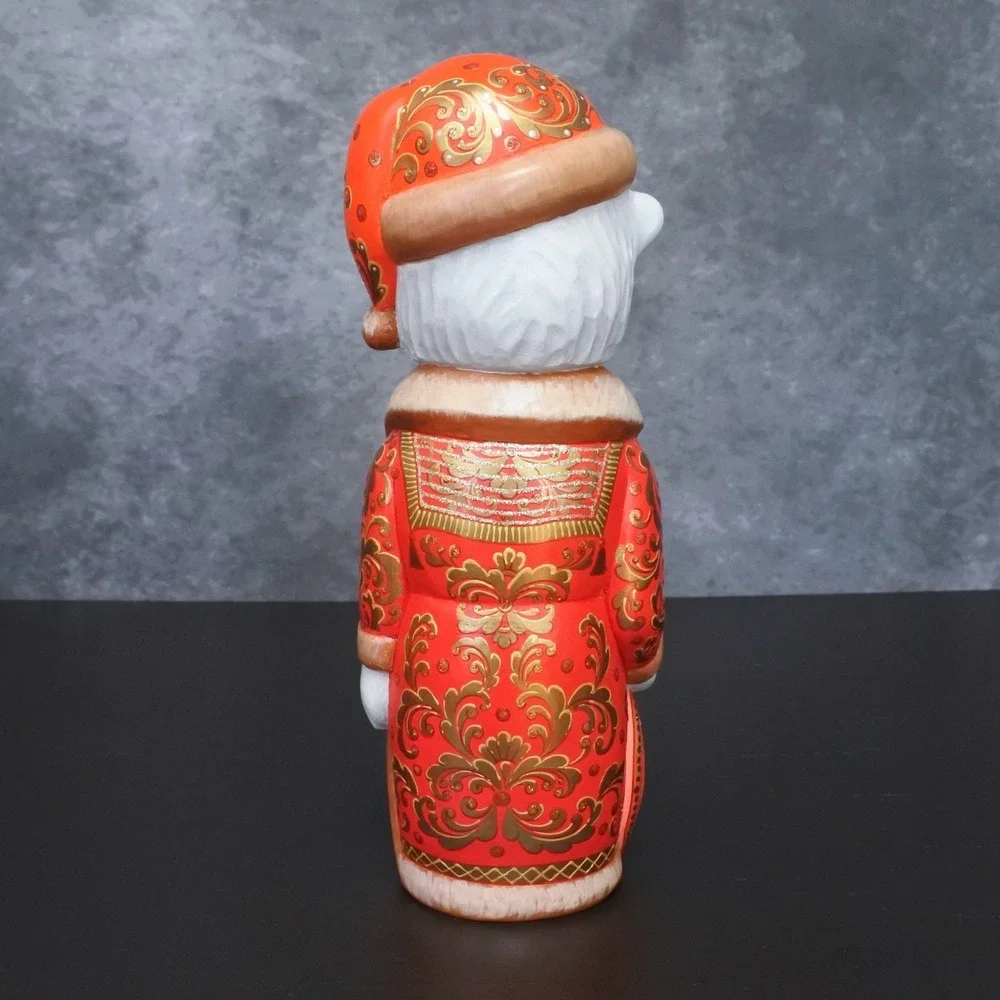 Signed Hand Carved Russian Polar Bear Father Frost Santa Christmas Figurine